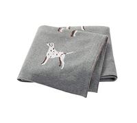 Ziyunlong Baby Blanket 100% Cotton Knitted Blanket for Newborn with Cute Dog, 100 x 80cm Grey