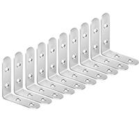 ZiYuya 10PCS Right Angle Brackets for Wood, Stainless Steel Corner Brackets 90 Degree L Shape Bracket Corner Braces Joints Bracket Shelf Support Wall Bracke for Furniture Windows Silver 50mm x 50mm
