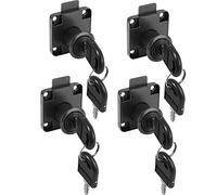 ZiYuya 4pcs Cam Lock with Key Different, Security Lock for Cabinet Cupboard Mailbox Drawer Letter Box Locks Post Box Lever Furniture Tool Box lockDoor Locks Black