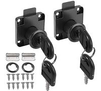 ZiYuya Cam Lock with Key Different, Security Key Locks for Cabinet Cupboard Mailbox Drawer Letter Box Kitchen Cupboard Furniture Locks (Black-2 Pack)