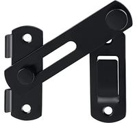 ZiYuya Flip Sliding Barn Door Lock, Stainless Steel Door Bolt Latch Buckle, Screen Door Stopper Lock Hook Eye Lock Gate Lock for Garden Bathroom Outdoor Garage Window Sliding Door Black 180° 4inch