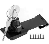 ZiYuya Hasp Lock with Keys, Padlock Shed Lock Gate Latch Door Bolt Lock Hasps Drawer Cupboard Twist Knob Locking Hasp Keyed Locking Closet Latch Bolt Door Lock (Black - 4 Inch)