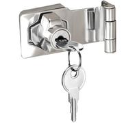 ZiYuya Hasp Lock with Keys, Padlock Shed Lock Gate Latch Door Bolt Lock Hasps Drawer Cupboard Twist Knob Locking Hasp Keyed Locking Closet Latch Bolt Door Lock (Silver Right Angle - 3 Inch)