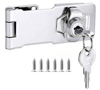 ZiYuya Hasp Lock with Keys, Padlock Shed Locks Gate Latch Door Bolt Lock Hasps Drawer Cupboard Twist Knob Locking Hasp Keyed Locking Closet Latch Bolt Door Locks Silver 3 Inch
