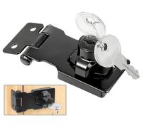 ZiYuya Keyed Hasp Lock and Staple with Padlock, Twist Knob Keyed Locking Hasp Right Angle 90 Degree Door Latch Bolt Lock Hasps for Shep Cabinets Cupboard Drawer Gate (Black, 2.5 Inch)