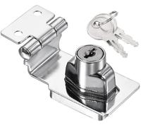 ZiYuya Keyed Hasp Lock and Staple with Padlock, Twist Knob Keyed Locking Hasp Right Angle 90 Degree Door Latch Bolt Lock Hasps for Shep Cabinets Cupboard Drawer Gate 2.5 Inch