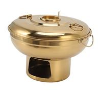 Ziyvural Charcoal Hot Pot, Portable Stainless Steel Small Design (Gold) | Food Grade Material, Fast Heating Round Body, Ideal for Buffet and Party, Works on Induction Gas Electric Ceramic Halogen
