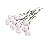 Ziyvural Dollhouse Flowers 1:12 Scale 10 Piece Resin White Roses | Resin, Iron Wire, Miniature Decor, Wedding Scenes, Craft Use, Bendable Stems, 1cm Blooms, Standard 1:12 Fit