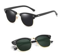 Ziza Play MATTE Black Frame. Half Rimmed Sunglasses. Polarised Horn-Rimmed Sunglasses, Semi-Rimless Browline Frame. Polarized Lens wih UV Protection. Mens and Womens. Clubmaster Style.