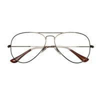 ZIZO EYEWEAR Big Lens 80s Police Pilot Classic Stylish Large Lens Double Bridge Metal R3025(1 Pair Brown +2.25 Magnification)