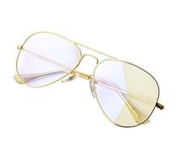 ZIZO EYEWEAR Blue Light Blocking Lens Police Pilot Classic Stylish Large Lens Double Bridge Metal Spectacles R3025(1 Pair Gold +0.00 Anti-Blue Light)