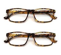 ZIZO EYEWEAR Square Plastic Plain Reading Glasses/Lightweight Frame/Simple Classic Specs R224 (2 Pairs Tortoishell, +2.75 Magnification)