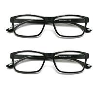ZIZO EYEWEAR Square Plastic Plain Reading Glasses/Lightweight Frame/Simple Classic Specs R224 (2 Pairs Black, +3.50 Magnification)