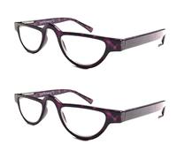 ZIZO EYEWEAR Vintage Half-Moon Reading Glasses/Spring Hinge/Colorful Specs R324 (2 Pairs Purple Tortoiseshell, +300 Magnification)