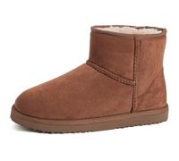 Zizor Women's Cozy Short Bootie Slippers, Winter Warm Hard Bottom House Shoes with Fuzzy Lining, Chestnut, 7 UK