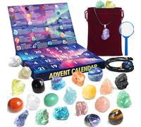ZIZZ Advent Calendar 2025 Christmas - 24 Days Natural Rock Crystal Christmas Countdown Calendar for Kids Boys Girls Geology Stone Gemstone Learning Collection Kit Birthday Xmas Gift for Kid Teen Adult