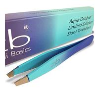 Zizzili Basics Tweezers - Limited Edition Aqua Ombré Slant Tweezer - Best Tweezers for Eyebrow, Hair Removal and Your Precision Needs