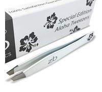 Zizzili Basics Tweezers - Special Edition Aloha Slant Tip Tweezer - Best Tweezers for Eyebrow, Facial Hair Removal and Your Precision Needs