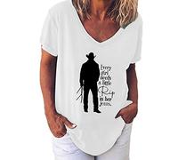 ZJADear Womens T Shirt Casual Basic Tee Every Girl Needs A Little Rip in Her Jeans Print Tops Casual Blouses Pullover Tops Short Sleeve T Shirts Round Neck Blouse Longline Blouses Top White