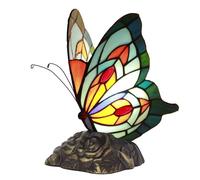 ZJART Small Tiffany Table lamp Stained Glass 7X5X9.8 Inch Blue Butterfly