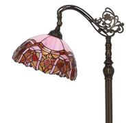 ZJART Tiffany Floor Lamp Stained Glass Lamp 18.88X12X67 Inch Angle Adjustable Arched Gooseneck Antique Reading Light (Pink Jewelry)
