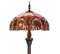 ZJART Tiffany Floor Lamp Stained Glass Pink Jewelry Style Standing Reading Light 16x16x70 Inch Antique Lamp for Living Room Office