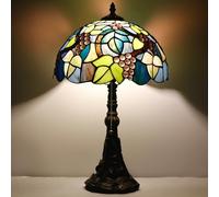ZJART Tiffany Table Lamp Stained Glass Lamp 12X12X19 Inch Antique Reading Light (Amber Grape)