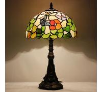 ZJART Tiffany Table Lamp Stained Glass Lamp 12X12X19 Inch Antique Reading Light (Butterfly Flowers)