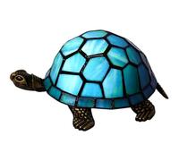 ZJART Tiffany Tortoise Lamp Small Stained Glass Turtle Desk Lamp 8X5X4 Inch Animal Antique Accent Table Light (Blue Green Turtle)