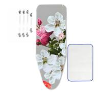 ZJBKX Ironing Board Cover XXL, 125x45cm Ironing Board Cover for Steam Irons, Drawstring Tightening Easy Fit, 4 Clips Protective Scorch Mesh Cloth
