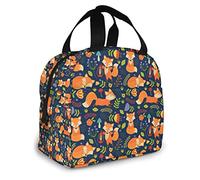 ZJBLHEQ Cute Fox Insulated Lunch Bag Portable Thermal Cooler Box Reusable Picnic Tote Bento Bag For Men Women Kids Work School Travel