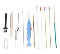 ZJchao 11pcs EAR Spoon Scoop Stainless Steel EAR Wax Pick Earwax Curette Remover Kit GENTLE EAR CLEANING TOOL (Tan ear picking 11 pieces set)
