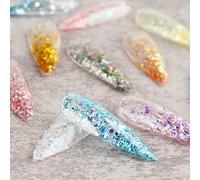 ZJchao 12 Grid Holographic Nail Art Foil Flakes Glitter Gold Silver Confetti Paillette Nail Decoration for Festivals Stage Night Out Graduation Party (Figure)