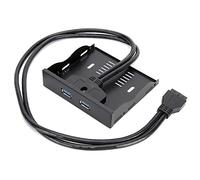 ZJchao 19 Pin to USB 3.0 Front Panel Hub FFD2USB-N02 Dual Port Connections for 3.5" Floppy Bay Conversion Black