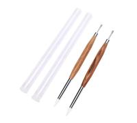ZJchao 2 Pack Silicone Metal Dual Tipped Nail Brushes Nail Sculpture Pen with Wood Handle for 3D Sculpting Fine Line Detailing Art (2 Pcs)