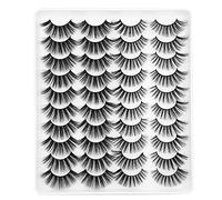 ZJchao 20 Pairs Reusable ThreeDimensional Thick Curly False Lashes Set, Look Charming with Real Eyelashes, Handcrafted Soft Material, Easy to Use for Party, Stage, Date Makeup, Vivid and (MC-15)