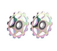 ZJchao 2PCS 11T Aluminum Alloy Wheels, Pulley Guide Wheel, for Rear Derailleur with Oil Slick Color Pattern Screw Fit Mountain Road Bikes