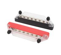 ZJchao 2Pcs 150A Busbar Red 8 Ways Power Distribution Block M6 Stud DC12V to 48V for RV, Boat & Solar Systems