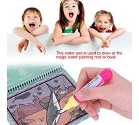 ZJchao 2pcs Magic Water Coloring Pens for Toddlers, Reusable Painting Mat Set with No Mess Draw Tools, Educational Kids Activity (Small Pen Chalk)