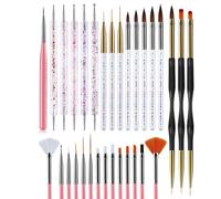 ZJchao 31Pcs Nail Brush Pen Set Nail Art Liner Brush Gel Painting Tool with Storage Box for Professional DIY Nail Art (Pink)