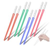 ZJchao 4 Pair LED Lightsaber Chopsticks Light Up 9 Color Changing Reusable ABS Transparent with Detachable Design for Party Decor Sushi Noodles Hot Pot (4 Pair)