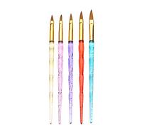 ZJchao 5Pcs Nail Art Brushes, Acrylic Nail Extension Builder Brushes Set with Colorful Spiral Crystal Handles, for Salon and Home Manicure