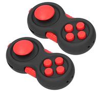 ZJchao 9-in-1 Fidget Pad for Kids Adults with 9 Functions Joystick Flip Scroll Click Move Massage Stress Relief Toy for Anxiety ADHD ADD (Black Red with Ox Horn Decor)