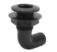 ZJchao 90 Degree Thru Hull Fitting, 90° Drain Thru Hull Connector, Nylon Plastic 24mm Bore for Yacht Boats with Proof Sealing Easy to Install (Black)