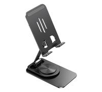 ZJchao Adjustable Height Foldable 360° Rotating Metal Desk Stand for Smartphone and Tablet Portable Phone Holder Dock for Work or Home Use (Black)
