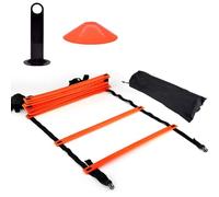 ZJchao Agile Ladder Speed Training Equipment, Exercise Ladder For Footwork Football Accessories Adjustable Soccer Ladder, For Soccer, Speed, Football (1 training ladder (orange) + 10 football corner)