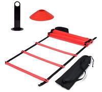 ZJchao Agile Ladder Speed Training Equipment, Exercise Ladder For Footwork Football Accessories Adjustable Soccer Ladder, For Soccer, Speed, Football (1 training ladder (red) + 10 football corner)
