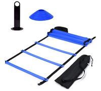 ZJchao Agile Ladder Speed Training Equipment, Exercise Ladder For Footwork Football Accessories Adjustable Soccer Ladder, For Soccer, Speed, Football (1 training ladder (blue) + 10 football corner)