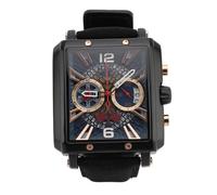 ZJchao Analog Chronograph Business Watch Mechanical Style Men's Watch with 30m Water and PU Leather Strap for Formal and Informal Occasions (Black Strap Blue Dial)