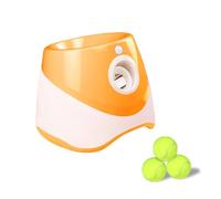 ZJchao Automatic Dog Ball Thrower Interactive Dog Fetch Machine Tennis Ball for Small Dogs with 3 Distance Settings 10ft 20ft 30ft 3 Balls for Indoors Outdoors Play (Orange)